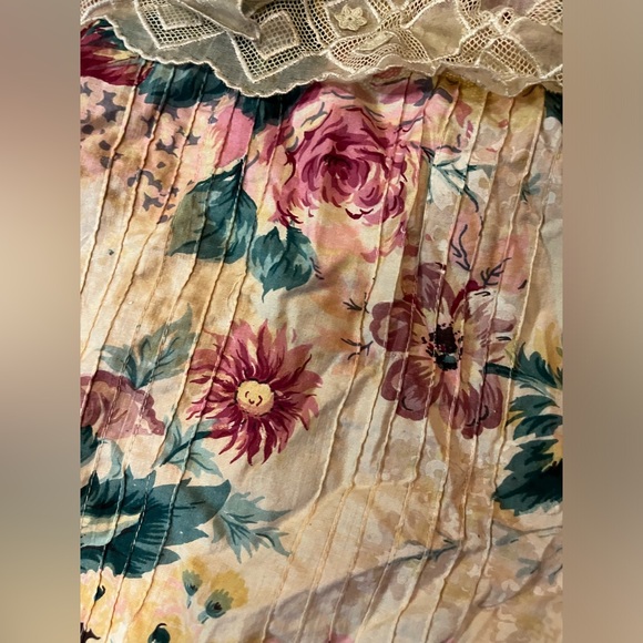 Vintage 70’s Floral Dress Vintage 70s Lace Dress Vintage Drop Waist Dress Cotton - Picture 10 of 15